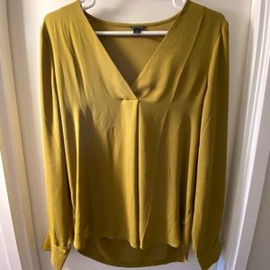 Ann Taylor Mixed Media Pleat Long Sleeves